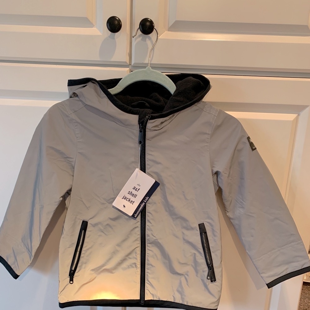 Abercrombie reflective grey a&f shell jacket